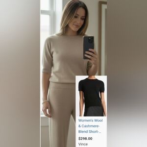 Vince Tan Wool & Cashmere-Blend Top